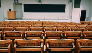 Image: classroom with empty seats. Topic: Greening School Fundraisers