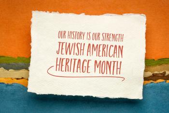 Paper-looking sign that says: Our History is Our Strength Jewish American Heritage Month
