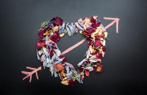 heart made of dried flowers